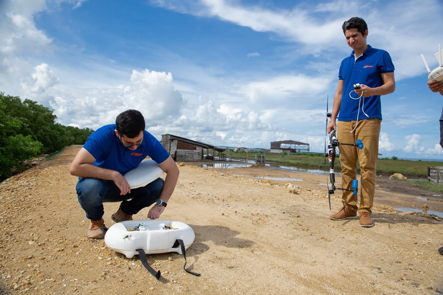C.R.A. acompaña desarrollo tecnológico para el monitoreo de aguas en Mallorquín, con el método "Ecodrone"